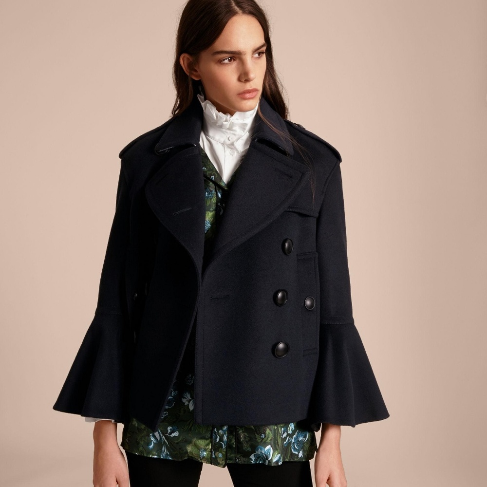 Burberry Blue Wool Cashmere Pea Coat - Picture 2 of 4